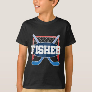 Fisher Name Jungen Hockey Spielen Eis Rinne Feld S T-Shirt