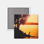 "Fisher People" Fischerei Landschaft Wasserfarbe Magnet (Vorderseite/Rückseite)