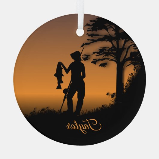 Fisher Woman bei Dusk Personal Ornament Aus Glas (Rückseite)