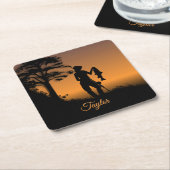 Fisher Woman bei Dusk Personal Rechteckiger Pappuntersetzer (angewinkelt)