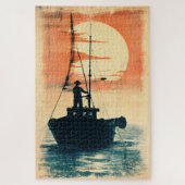 Fisherman (1) Inspirierte Grafik der 60er Jahre Puzzle (Vertikal)