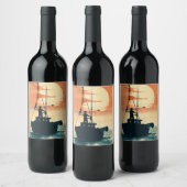 Fisherman (1) Inspirierte Grafik der 60er Jahre Weinetikett (Flaschen)