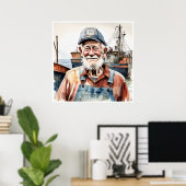 Fisherman - Archivkunst Print Poster (Heimbüro)