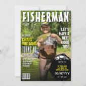 Fisherman Birthday Invite, Fishing Magazine Einladung (Vorderseite)