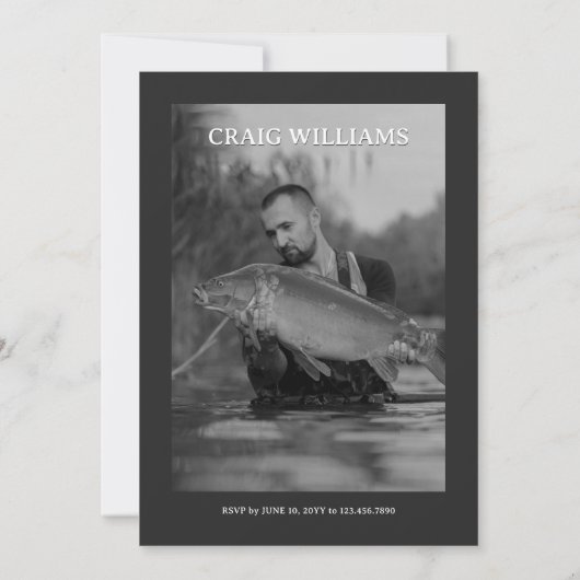 Fisherman Birthday Invite, Fishing Magazine Einladung (Rückseite)