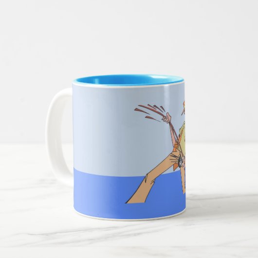 Fisherman blue links Hand Two Ton Tasse (Vorderseite Links)