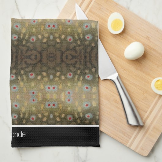 Fisherman Brook Trout Fisch Olive Schwarz-weiß Rus Geschirrtuch (Viertel Falte)