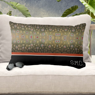 Fisherman Brook Trout Fisch Olive Schwarz-weiß Rus Lendenkissen