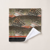 Fisherman Brook Trout Fish Design Schwarz-weiß Rus Badhandtuch Set (Waschlappen)