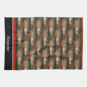 Fisherman Brook Trout Fish Design Schwarz-weiß Rus Geschirrtuch (Horizontal)