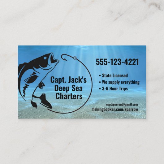 Fisherman Charter Company Business Card Visitenkarte (Vorderseite)