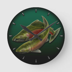Fisherman Clock Coho Lmon Fish Wall Uhren Geschenk