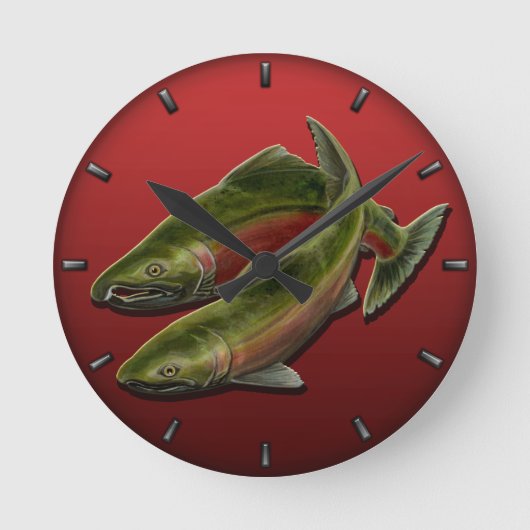 Fisherman Clock Coho Salmon Fish Wall Clocks Gifts Runde Wanduhr (Vorderseite)