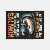 Fisherman Fish Angler Thinking About Salmon Fishin Fleecedecke (Vorderseite (Horizontal))