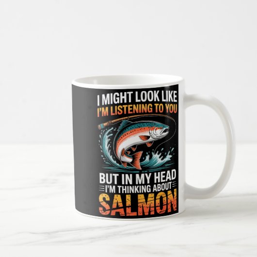 Fisherman Fish Angler Thinking About Salmon Fishin Kaffeetasse (Rechts)
