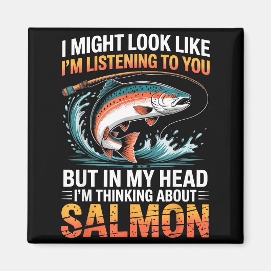 Fisherman Fish Angler Thinking About Salmon Fishin Magnet (Vorne)