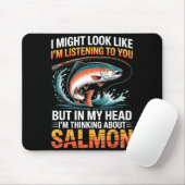 Fisherman Fish Angler Thinking About Salmon Fishin Mousepad (Mit Mouse)