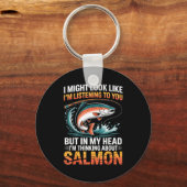 Fisherman Fish Angler Thinking About Salmon Fishin Schlüsselanhänger (Vorderseite)