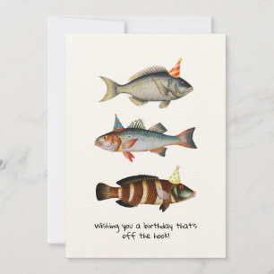 Fisherman Fish Hat Fun Birthday Card Dankeskarte