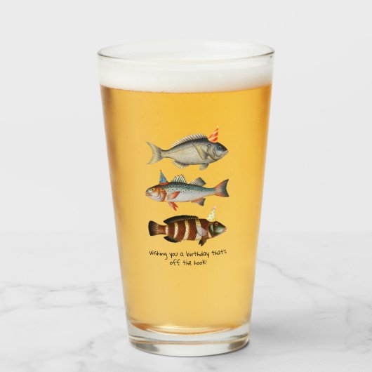 Fisherman Fish Hat Fun Birthday Glas (Vorne (Gefüllt))
