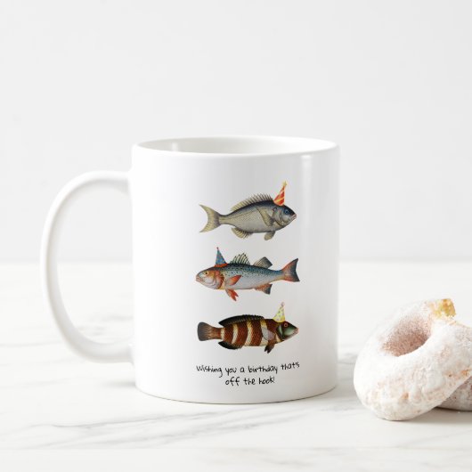Fisherman Fish Hat Fun Birthday Kaffeetasse (Mit Donut)
