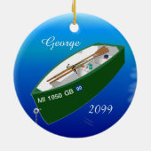 Fisherman Fishing Row Boot Rod Personalisiert Keramik Ornament (Hinten)