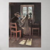 Fisherman Kræn Wollesen Mending the Net by Ancher Poster (Vorne)