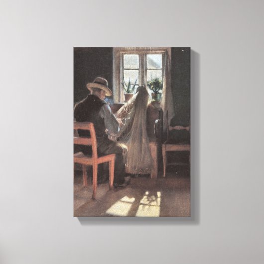 Fisherman Kræn Wollesen Mending the Net von Ancher Leinwanddruck (Vorderseite)