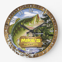 Fisherman Man Cave Bass Lure personalizable Clock