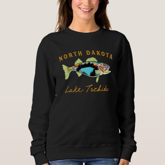 Fisherman North Dakota Lake Tschida Fisher Walleye Sweatshirt (Vorderseite)