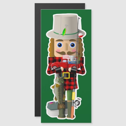 Fisherman Nutcracker mit Little Red Truck Magnetkarte (Vorne/Hinten)