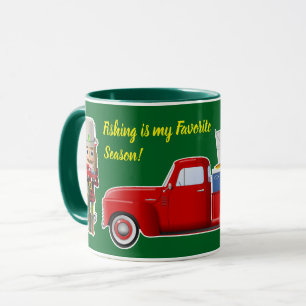 Fisherman Nutcracker mit Little Red Truck Tasse