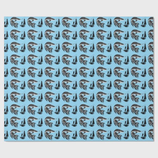 Fisherman Pike Fischen Geschenkpapier (Flach)