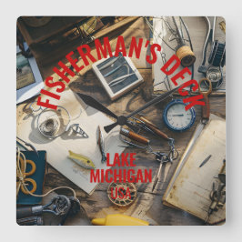 Fisherman’s Deck Quadratische Wanduhr