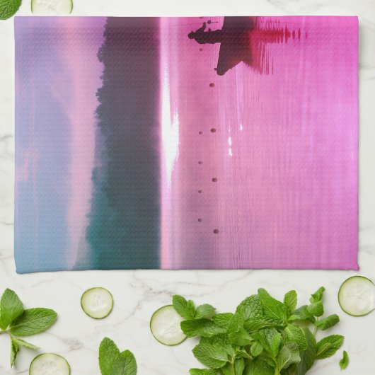 Fisherman Scene Red Geschirrtuch (Gefaltet)