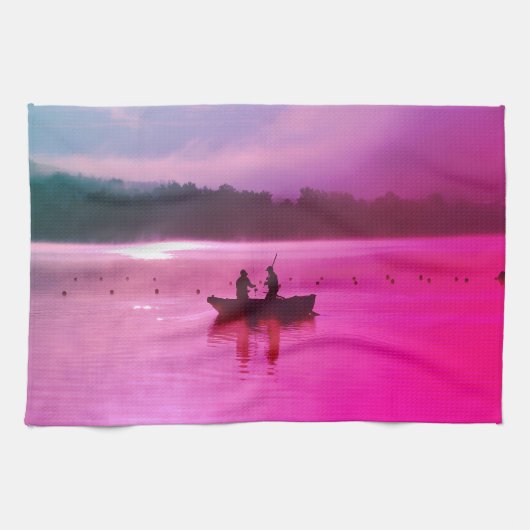 Fisherman Scene Red Geschirrtuch (Horizontal)