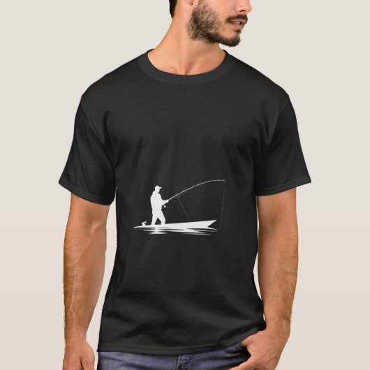 Fisherman Silhouette Boat Fishing T-Shirt (Vorderseite)