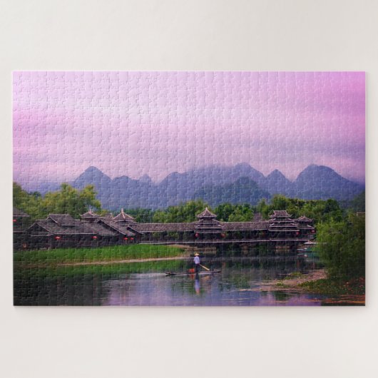 Fisherman & Sunset - berühmte Landschaften /China Puzzle (Horizontal)