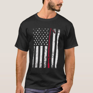 Fisherman Vintag American Flag Fishing Rod Patrio T-Shirt