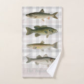 Fisherman's Cabin Fish on Kariert Badhandtuch Set (Handtuch)