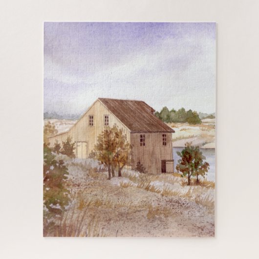 Fisherman's House Norwegen Coast Watercolor Puzzle (Vertikal)