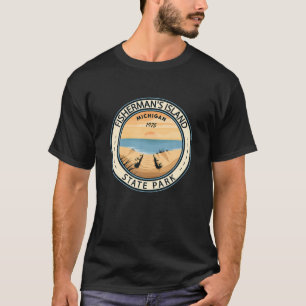 Fisherman's Island Staat Park Michigan Abzeichen V T-Shirt