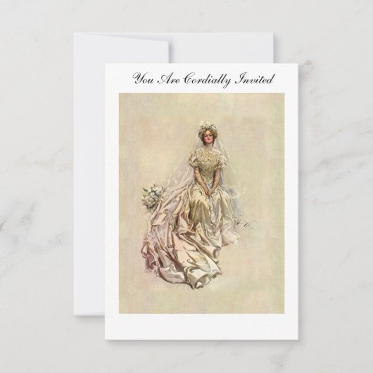 Fishers 1902 Amerikaner-Mädchen ~ schöne Braut Einladung (Vorderseite)