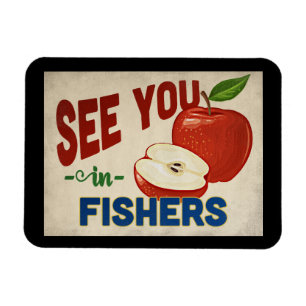 Fishers Indiana Apple - Vintage Travel Magnet