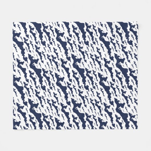 Fishers Island Fleece Blanket – Blue/White (Vorderseite (Horizontal))