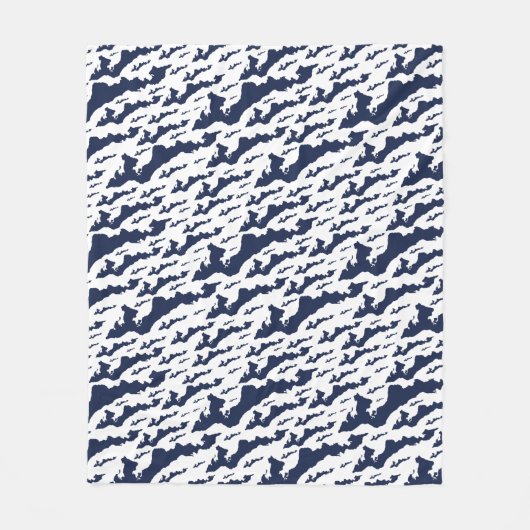 Fishers Island Fleece-Decke – Blau/Weiß Fleecedecke (Vorderseite)