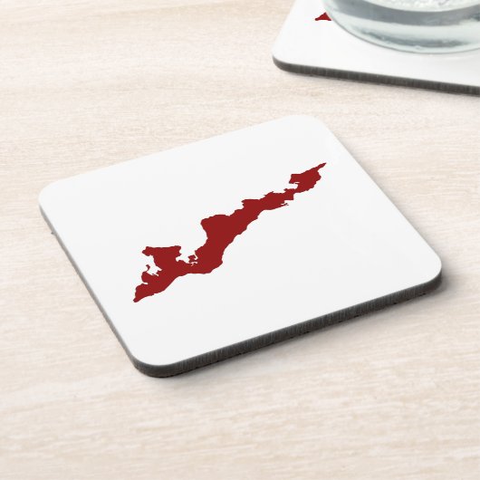 Fishers Island Logo-Untersetzer - Red Getränkeuntersetzer (Linke Seite)