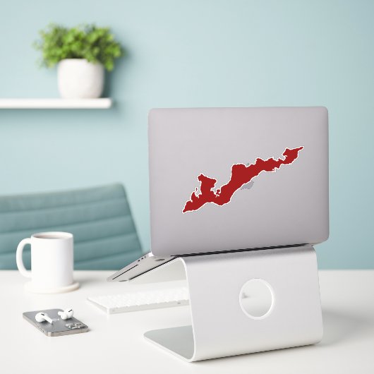 Fishers Island Silhouette Decal Sticker - Red (Laptop auf Schreibtisch)