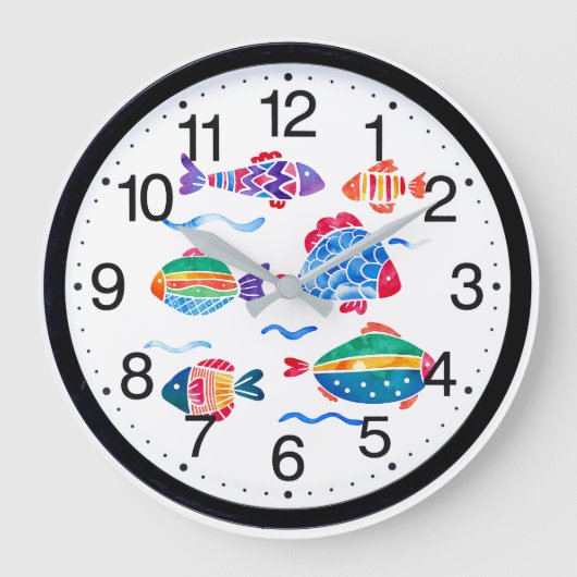 Fishes swimming cute bathroom clock große wanduhr (Vorderseite)