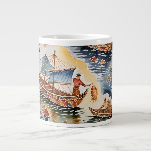 Fishherman's Batik Dream, Java Batik Specialty Tas Jumbo-Tasse (Vorderseite)